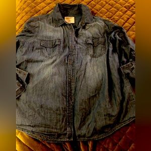 Blue denim button up shirt